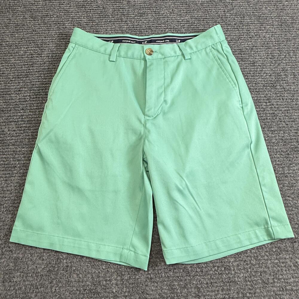 Vineyard Vines Links Shorts Mens 28 Green Performance Golf Chino 9 Inseam
